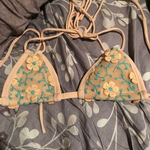 Montce embroidered floral bikini top